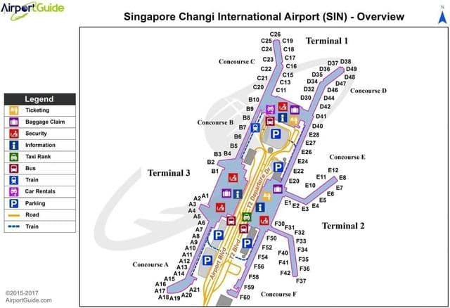 シンガポール空港ターミナルマップ