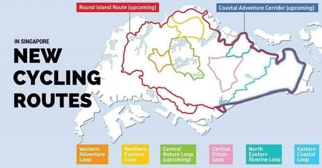 シンガポールの自転車専用レーンの地図