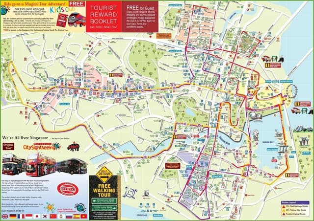 シンガポール ホップオンホップオフバスツアーの地図