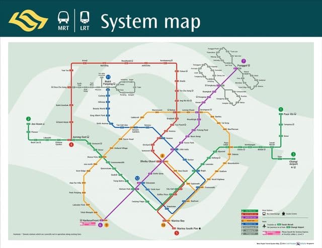 シンガポールの地下鉄駅の地図