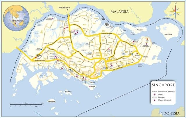 シンガポールの地図上のシンガポール