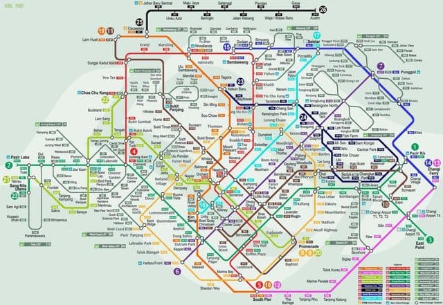 シンガポールの鉄道駅の地図