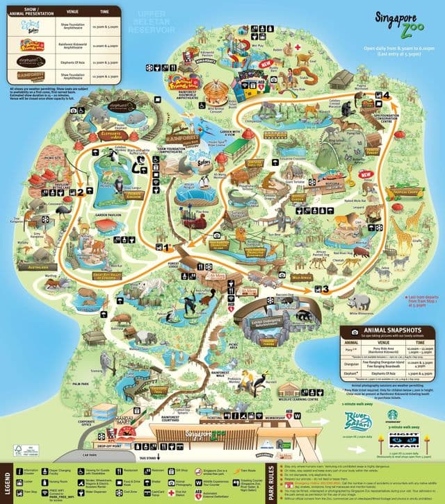 シンガポール動物園公園の地図