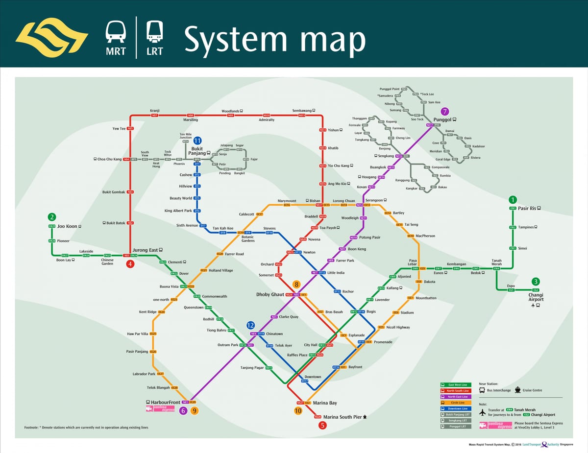 シンガポールの地下鉄駅の地図
